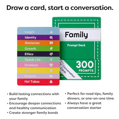 Family Pack | 300 Open-Ended Questions and Conversation Starters | Cards to Ignite Deeper Connections | A Great Gift for Families and Close Friends of All Ages