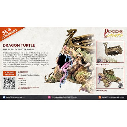 Dungeons & Lasers Dragon Turtle Miniature - Large Figure for Use with DND and 5E Compatible RPG Games - Unpainted and Unassembled - for Ages 14 Years and up