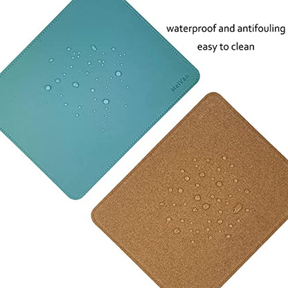 MelVan PU Leather Mouse Pad with Stitched Edge, Wood Mousepad, Waterproof Gaming Mouse Pad Mat for Computers, Laptop, Office & Home, 10.2" x 8.3", 1 Pack (Azury) - color: Azury