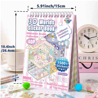 Sticker Book, 20 Scene Sets (1500+) DIY 3D Scene Stickers | Cute Kawaii Stickers for Kids, Mini House & Room Craft Book, Creative Gift for Kids & Adults to Create Fun Arts and Crafts - style: M Simulated Life