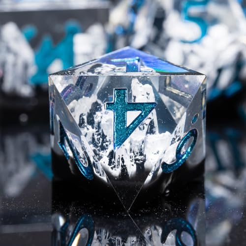DND Sharp Edge Resin Dice,Mountain RPG Dice, 7 Piece Role Playing Dice Set for Dungeons and Dragons for 15 Years and Up