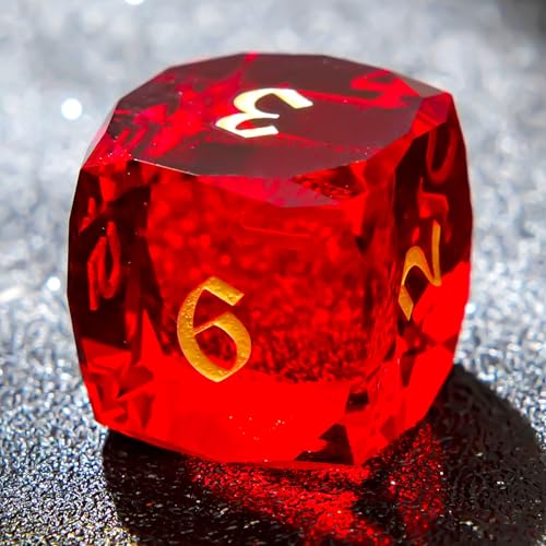Multifaceted red Glass Crystal DND Dice Set 7 PCS Gemstone Suitable for Dungeons and Dragons RPG Games - color: Red Glass