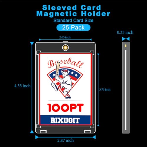 25-Pack 100pt Sleeved Card Magnetic Holders | Fits Sleeved Card First, One Touch Card Holder, Inner Size 2.63″×3.70″, Clear Hard Case for Trading Cards, Baseball Cards - size: 25ct 100PT Sleeved Card Holder