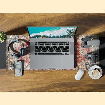 Desk Pad,Persian Style Textile Rug Texture Gaming Mouse Pad,31.5"X15.7" Extended Gaming Mouse Pad Mat with Stitched Edge Non-Slip Base Big Desk Mat for Office Keyboard Laptop - color: Rug Boho Style
