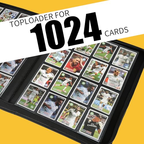 16 Pocket Ringless Side Loading Trading Card Binder, 1024 Cards PU Fixed Page Zipper Card Album for TCG Sports Game Cards, Not Fit Top Loaders(Lake Blue) - color: 16 Pocket 1024 Diamond Lake Blue