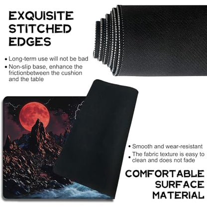 Playmat for MTG Sunset Mountains Streams Magic Play Mat 24x14 Inch Card Game Mat for Magic The Gathering TCG PTCG Playmat with Free Storage Bags Non-Slip Backing and Stitched Edge - color: Sunset Mountains Streams No With Zones