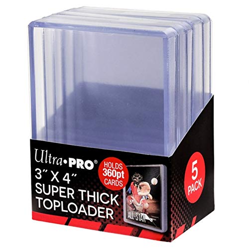 Ultra Pro 3" x 4" Super Thick Baseball Card Top Loaders – 360pt Thick Rigid Holders – Clear PVC Trading Card Protectors – Sports & Gaming Collectible Storage – Dust & Scratch Resistance – 5 Pack - size: 360pt (Card Thickness)