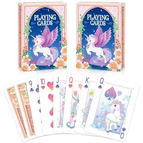Playing Cards 2 Pack, 2 Deck of Cards, Unicorn Theme Playing Cards | Standard, Poker Cards Set for Card Games, Family Game Night, Blackjack, Unicorn Party Favors, Birthday, Stocking Stuffers - style: Unicorn