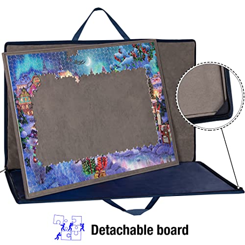 Lavievert 1000 Piece Jigsaw Puzzle Board with Padded Cover, Portable Case with 4 Sorting Trays & Detachable Board, Puzzle Caddy Storage Saver with Non-Slip Surface for Adults - size: Up to 1000 pcs
