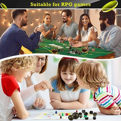 Civaner 15 Pcs Complete Polyhedral Dice Set D3-D100 Spherical RPG Dice Set in Opaque Black, 100 Sides for Role Playing Table Games Party Supplies(Black and Yellow) - color: Black and Yellow