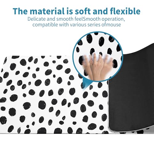 Polka Dot White Large Mouse Pad Desk Pad,Extended Mouse Pad Cute Mouse Pads for Desk Accessories,31.5 x 11.8In Long Computer Keyboard Mousepad Mouse Mat with 3mm Non-Slip Base and Stitched Edge - color: Polka Dot White