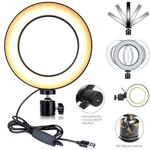 Desk & Wall Ring Light Kit - 6'' USB Ring Light with Mount Stand for YouTube, Task, Craft, Architect, Drafting, Repair