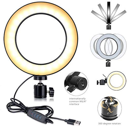 Desk & Wall Ring Light Kit - 6'' USB Ring Light with Mount Stand for YouTube, Task, Craft, Architect, Drafting, Repair