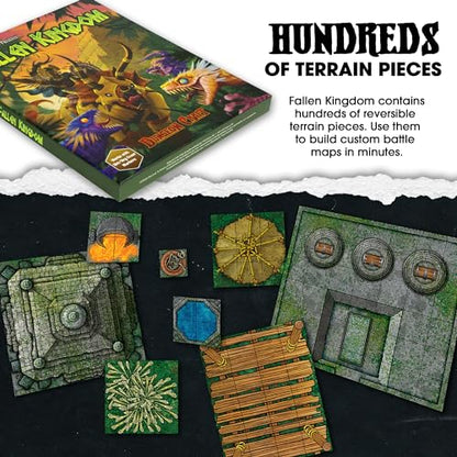 Dungeon Craft Fallen Kingdom DND Map – Double-Sided, Water-Resistant Terrain Set with 1-Inch Grid Overlay – Hundreds of Pieces for Cut, Place & Play - style: DND Map