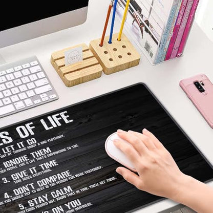 Gaming Mouse Pad, Large Non-Slip Rubber Base Mousepad, Keyboard Mouse Mat, Desk Pad with Stitched Edges, 31.5x11.8inch, 7 Rules of Life Motivational Quotes - color: 7 Rules of Life Motivational Quotes