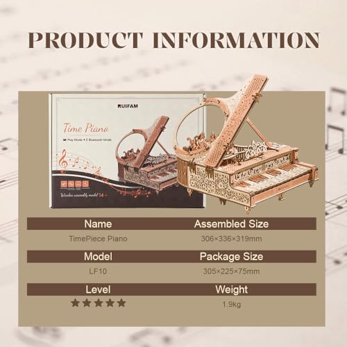 3D Puzzles for Adults, Wooden 3D Puzzle Model Time Piano Music Box Toys Building Kits, DIY Wood Crafts Cool Toy Hobbies for Men Women, Creative Assembly Gifts ﻿