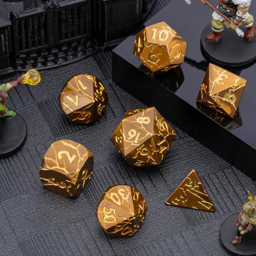 Dungeons and Dragons Dice Metal Dice Set with Gift Case, Polyhedral Dice Set for RPG D&D RPG Tabletop Games Dice Set - color: Gold