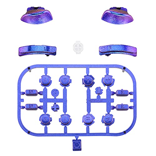 eXtremeRate DIY Full Set Buttons for Nintendo Switch & Switch OLED, Replacement Buttons for JoyCon, ABXY Direction Keys SR SL L R ZR ZL + - Home Capture Trigger Buttons Springs - Chameleon Purple Blue - color: Chameleon Purple Blue