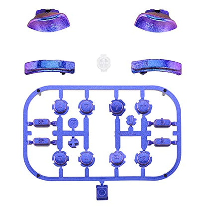 eXtremeRate DIY Full Set Buttons for Nintendo Switch & Switch OLED, Replacement Buttons for JoyCon, ABXY Direction Keys SR SL L R ZR ZL + - Home Capture Trigger Buttons Springs - Chameleon Purple Blue - color: Chameleon Purple Blue