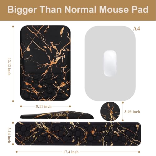 Ospelelf Black Keyboard Wrist Rest Ergonomic Mouse Pad with Wrist Rest, Wrist Rest for Computer Keyboard, - color: Black Marble