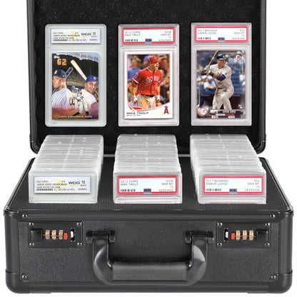 Graded Card Storage Box 3 Slots, PSA/BGS & More Graded Slabs-Collector Box for Trading & Sports Cards with Coded Lock, Easy to Carry (No Card) - style: 3 SLOTS