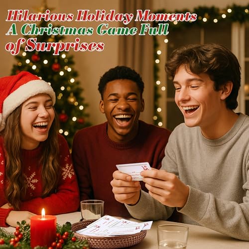 Christmas Card Game Set for Family Game Night, 120 Cards with 10 Dry Erase Markers, Fun Holiday Party Board Games for Groups of 3 or More Players, Stocking Stuffer & Secret Santa Gift