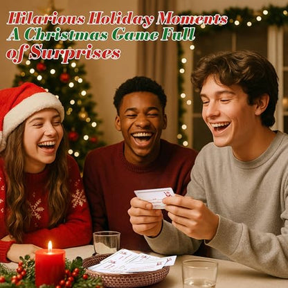 Christmas Card Game Set for Family Game Night, 120 Cards with 10 Dry Erase Markers, Fun Holiday Party Board Games for Groups of 3 or More Players, Stocking Stuffer & Secret Santa Gift