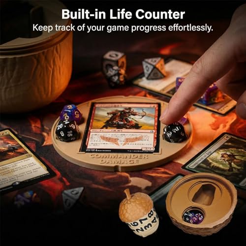 Nut Shaped Commander Deck Box 100+ with Built-in Life Counter & Dice Tray, MTG Card Storage Case, Unique Nature Squirrel Theme Tabletop Gaming Accessories Gifts
