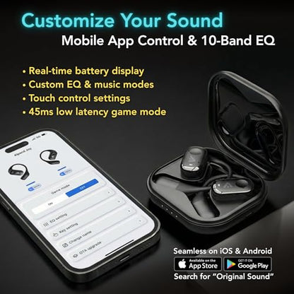 Joy Open-Ear Headphones, Wireless Bluetooth 5.4 Earbuds, Over-Ear Around-Ear Earhook, Sports Fit for Running & Workouts, ENC Clear Calls, HD Sound, App EQ, 40H Battery, IPX4 Sweatproof, Black - color: Black