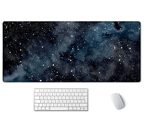 SSOIU Extended Gaming Mouse Pad (35.5x15.7 in) Dark Starry Deep Space Desk Mat, Cute Galaxy Desk Pad - color: Dark Starry Deep Space