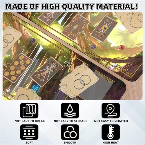 MTG Stitched Edges Mats, 24 x 14 inches MTG Playmat with Zones for MTG Trading Card Game Playmats Smooth Surface Battle Game Rubber Collection - color: Forest House With Zones