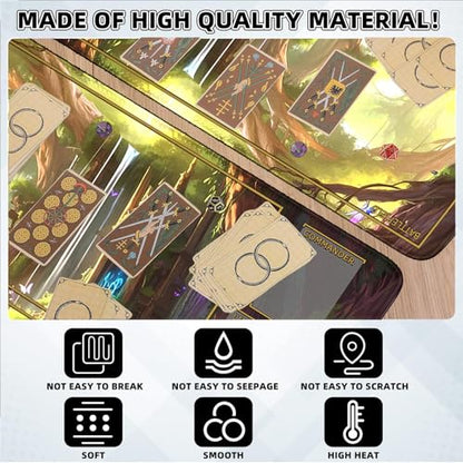 MTG Stitched Edges Mats, 24 x 14 inches MTG Playmat with Zones for MTG Trading Card Game Playmats Smooth Surface Battle Game Rubber Collection - color: Forest House With Zones