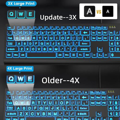 SABLUTE K11PRO Large Print Backlit Keyboard, 3X Larger Font Wired USB Lighted Computer Keyboard with 7-Color LED Illuminated Keys, Desktop Workstation Keyboard Compatible for PC Laptop Windows - color: Classic Black