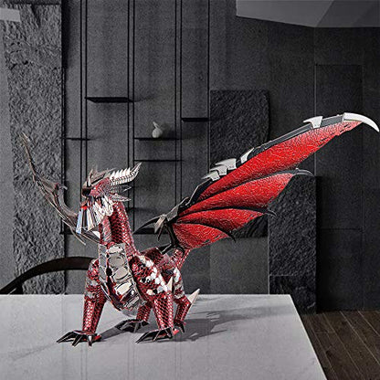 Piececool 3D Metal Model Kits-Black Dragon King, DIY 3D Puzzles for Adults Brain Teaser Puzzles for Teens, Great Birthday New Year Gifts, 107 Pcs - color: Blackred