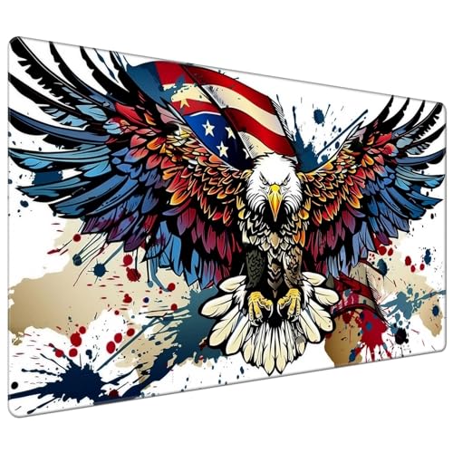 DEGDFSGR for MTG Playmat 24 x 14 inches for TCG Playmat Non-Slip Rubber Base Commander Playmat HD Cover for Magic The Gathering Playmat Iorcana Trading Card Game, Bald Eagle American Flag - color: Bald Eagle American Flag, size: 24" x 14"