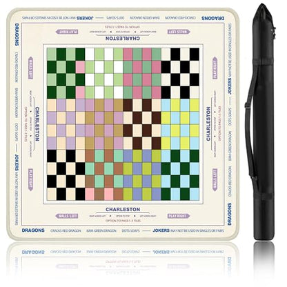 Crease-Free Mahjong Mat For Table American Checkered Mah Jongg Mats with Portable Bag Noise Reduction Non-Slip Table Cover 31.5*31.5in Large Waterproof Neoprene Pad For Board Game Mah Jong Mahjongg - color: Checkered