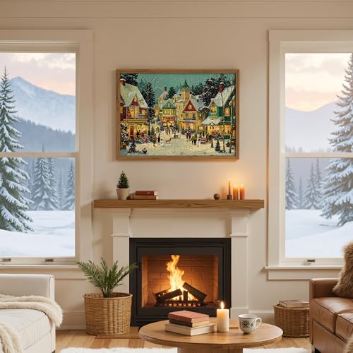 Christmas Puzzles 1000 Pieces, Winter Snow Town Puzzle for Adults | Festive Village Snowy Night Jigsaw Puzzle, Hard Puzzles with Letters on Back, Holiday Family Game Night Gift, 1:1 Poster - color: Christmas Town