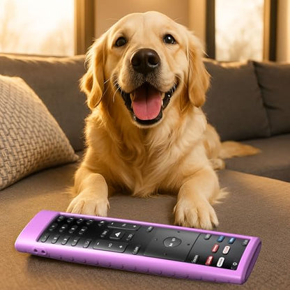 3PACK Case Cover for VIZIO XRT136 / XRT140 Smart TV Remote Control Silicone Skin Sleeve with Lanyard Glow in The Dark Purple Blue Green - color: Purple Blue and Green
