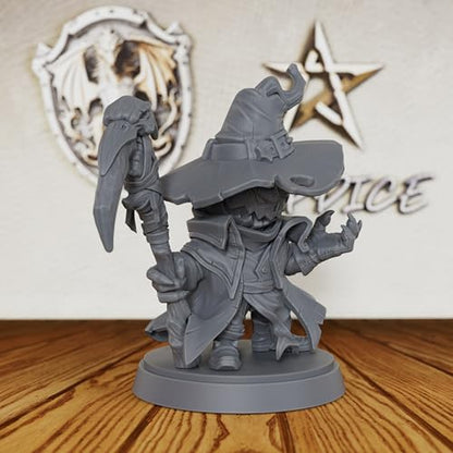 AUSPDICE TTRPG Minis for Fantasy Role Playing & Tabletop RPG Game - 28mm Scale Miniature Figure for Dungeon Masters & Miniature Game, Humanoid RPG Accessory - Pumpkin Demon (AS239) | Humanoid Pumpkin Demon with Witch Hat and Scythe for Fantasy Role Playin