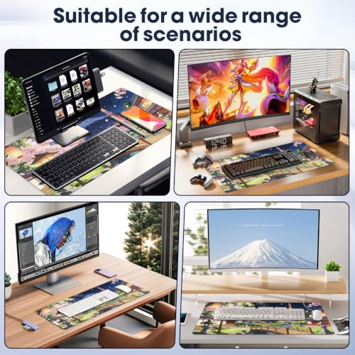 Durable Desk Pad 31.5x15.7 Inch - Thick XXL Mouse Pad, Bridge | Anti Fray Stitched Edges Natural Rubber Base Smooth Fabric Top - color: Bridge, size: 31.5" x 15.7"