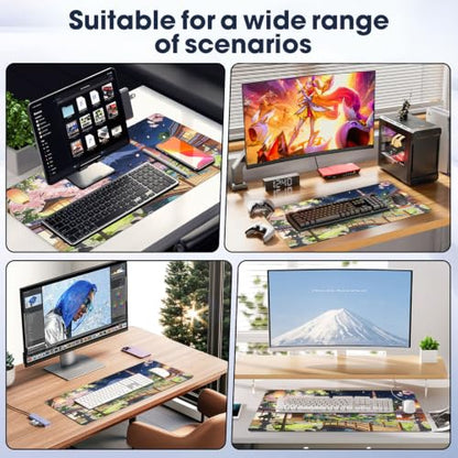 Durable Desk Pad 31.5x15.7 Inch - Thick XXL Mouse Pad, Bridge | Anti Fray Stitched Edges Natural Rubber Base Smooth Fabric Top - color: Bridge, size: 31.5" x 15.7"