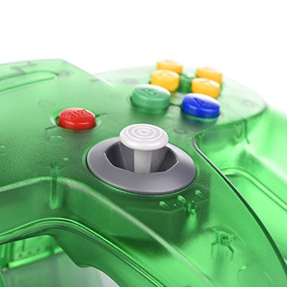 2 Pack Classic N64 Controller, Wired USB PC Game Pad Joystick, Bit USB Wired Game Stick Joy Pad Controller for Windows PC, MAC, Linux, Raspberry Pi 3, Sega Genesis (Clear Green/Clear Red) - color: Clear Green/Clear Red