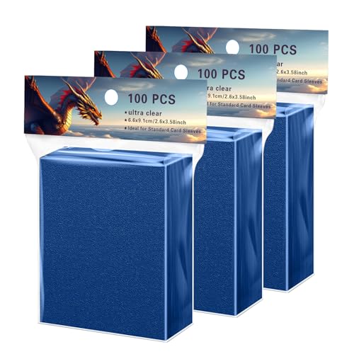 300CT MTG Card Sleeves for Trading Cards, Blue Color Soft Standard Size Matte Sleeves - Compatible with Square Enix TCG, Arkham Horror, Final Fantasy, Lorcana Card Protectors Deck Sleeves (Blue) - color: Blue