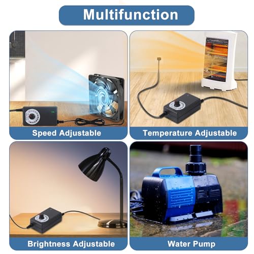 AC to DC Adapter Speed Controller Switch, 3‑12V 2A Adjustable Power Supply Speed Controller, Motor Speed Controller with US Plug 110-240V