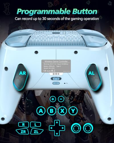 GMBACK Wireless Switch 2 Pro Controller with Home Wake Up & Loop Macro | Macro Switch Controller for Nintendo Switch 2/Switch 1/Lite/OLED with HD Rumble, Motion Control, Turbo, 800mAh, Light Blue - color: Light Blue
