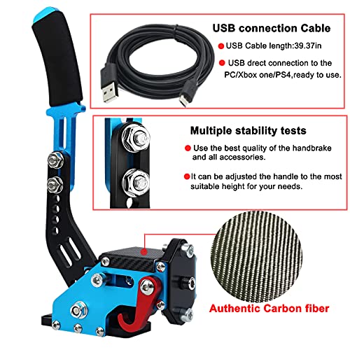 Obokidly 14Bit USB Handbrake SIM for Xbox ONE Racing Games Compatible with Logitech G920 Not for G923 FANATECOSW Dirt Rally Without Clamp (Blue) - color: Blue