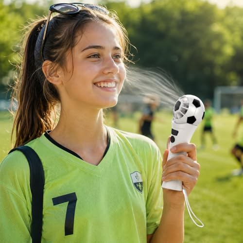 SZO Portable Handheld Turbo Fan, World Cup Soccer Mini Personal Fan with 5-Speed Wind, Digital Power Display, USB Rechargeable Fan for Home, Office, Outdoor & Soccer Fans
