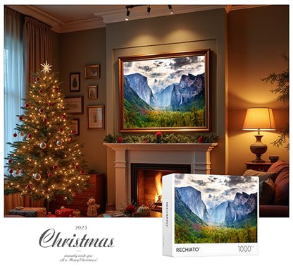 Jigsaw Puzzles for Adults, 2 Pack Puzzles for Adults 1000 Pieces, Yosemite National Park & Wooden Long Bridge in Plitvice National Park, Gifts for Women &Mom - color: Yosemite National & Wooden Long Bridge