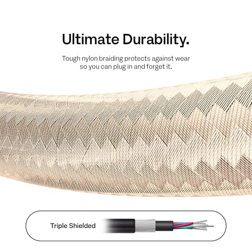 Pixio Beige 8K HDMI 2.1 Cable Ultra Certified Ultra High Speed 6FT 8K 60Hz 4K 120Hz Nylon Braided, Gold Plated Connector, Anti-Breakage, HDR10+, dtsx, eARC, HDCP, Dolby Compatible - color: Beige, size: 6 ft