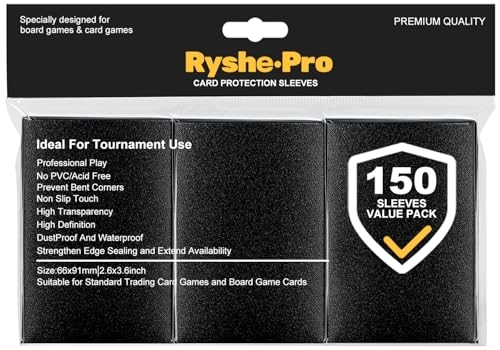 150 Pcs Matte Black Card Sleeves 2.6''x3.6''(66x91mm) Compatible with Standard Sized Trading Card, Fit for MTG PTCG Game Card, Baseball Card, Sport Card - color: Black, size: 150 Matte Sleeves
